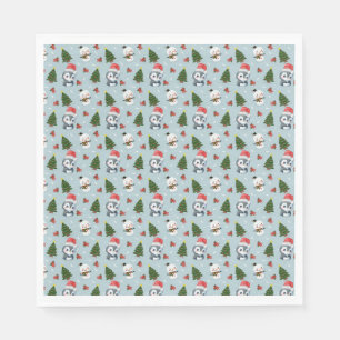 Penguin Santa Happy Frohe Weihnachtsbaumstruktur M Serviette