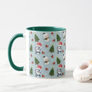 Penguin Santa Happy Frohe Weihnachtsbaumstruktur M Tasse
