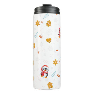 Penguin Santa Happy Frohe Weihnachtsbaumstruktur M Thermosbecher