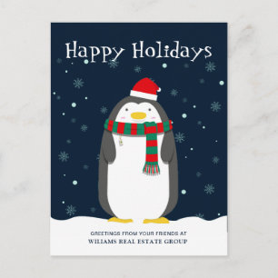 Penguin-Santa-Hut-Weihnachts-Grußkarte für Unterne Postkarte