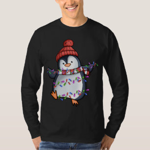Penguin Santa Lights Weihnachts Pajamas Niedlich P T-Shirt