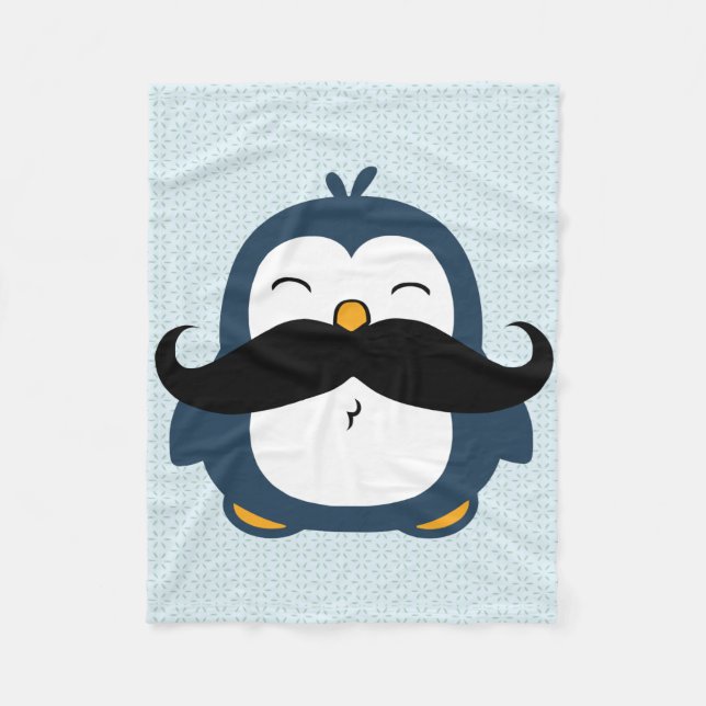 Penguin-Schnurrbart-Trend Fleecedecke (Vorderseite)