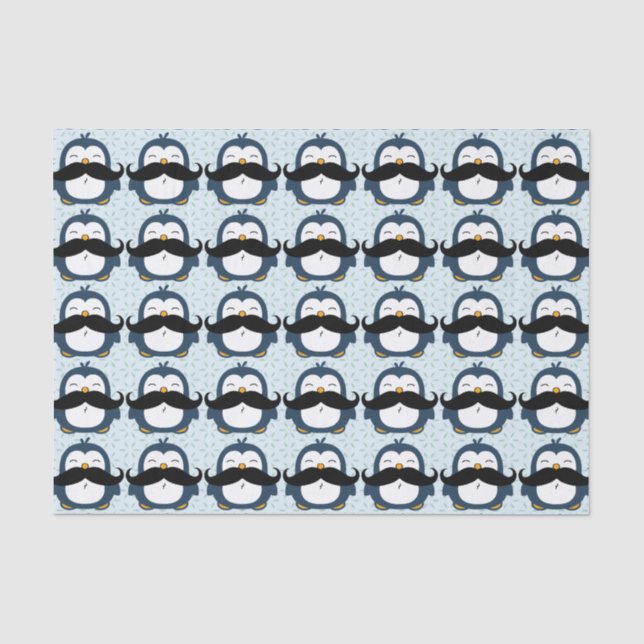 Penguin-Schnurrbart-Trend-Muster Seidenpapier (Vorderseite)