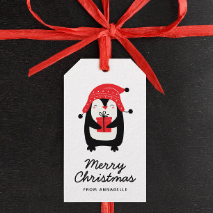 Penguin Script Frohe Weihnachtsgeschenke Tag Geschenkanhänger