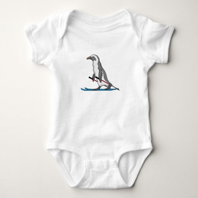 Penguin Skier Ski Baby Strampler (Vorderseite)