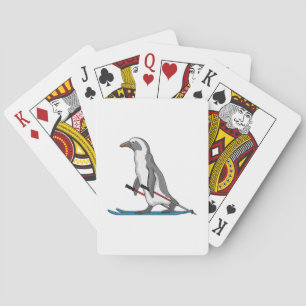 Penguin Skier Ski Spielkarten