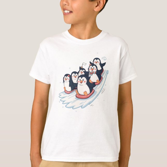 Penguin Slide Squad – Icy Fun Tee (Vorderseite)