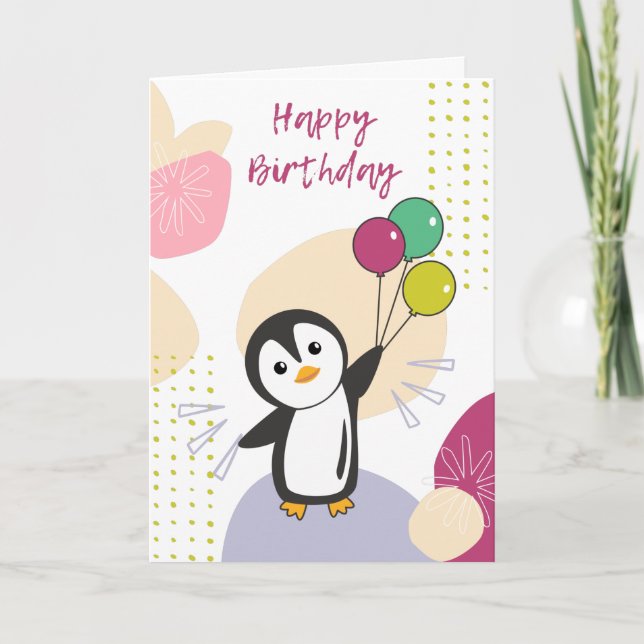 Penguin Souhaite Bon Anniversaire À Vous Carte Pin (Devant)