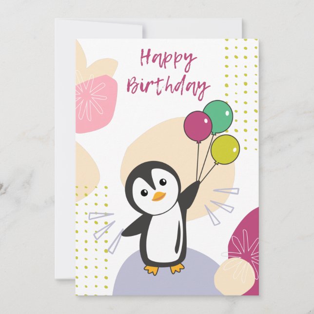 Penguin Souhaite Bon Anniversaire À Vous Carte Pin (Devant)
