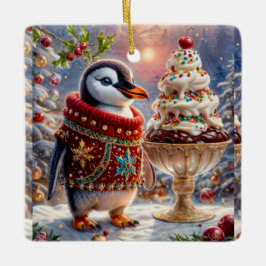 Penguin Sundae Weihnachtsdekoration Keramikornament