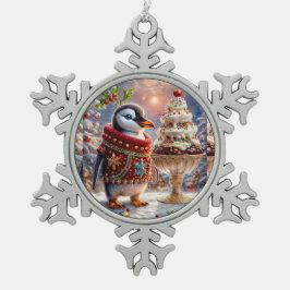 Penguin Sundae Weihnachtsdekoration Schneeflocken Zinn-Ornament