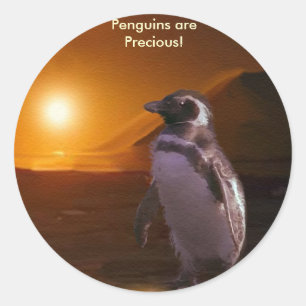 PENGUIN SUNSET RUNDER AUFKLEBER