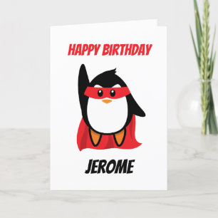 Penguin Super-Helden Kinder Superheld-Geburtstagsk Feiertagskarte