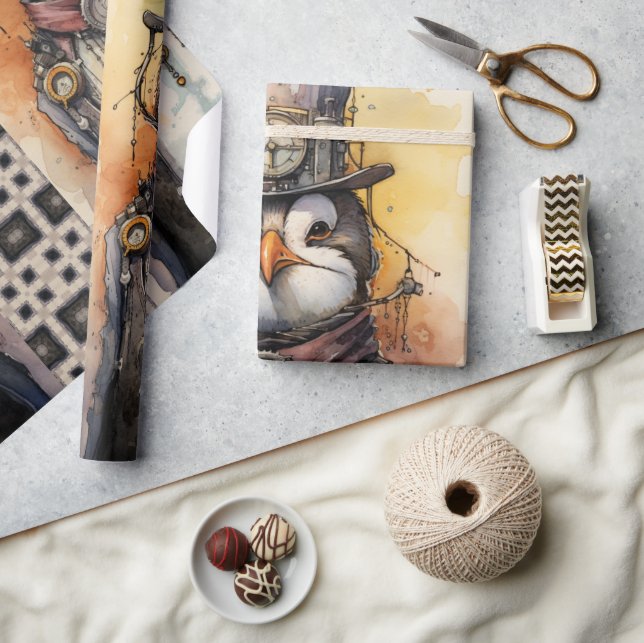 Penguin Tall steampunk 1 Penguianos Geschenkpapier (Basteln)