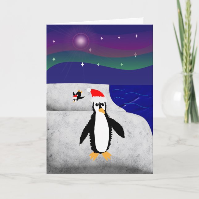 Penguin, um wie Weihnachten auszusehen Karte (Vorderseite)