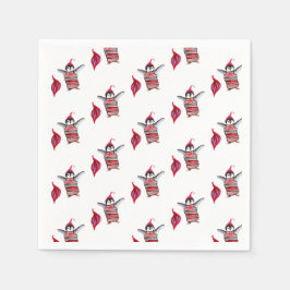 Penguin Wasserfarbe Kunst zu Weihnachten Serviette