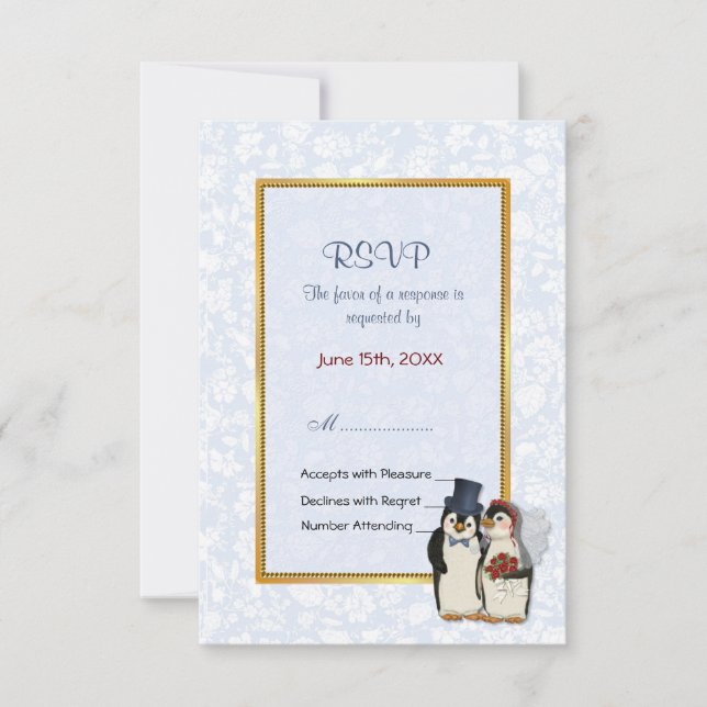 Penguin Wedding - UAWG RSVP Karte (Vorderseite)