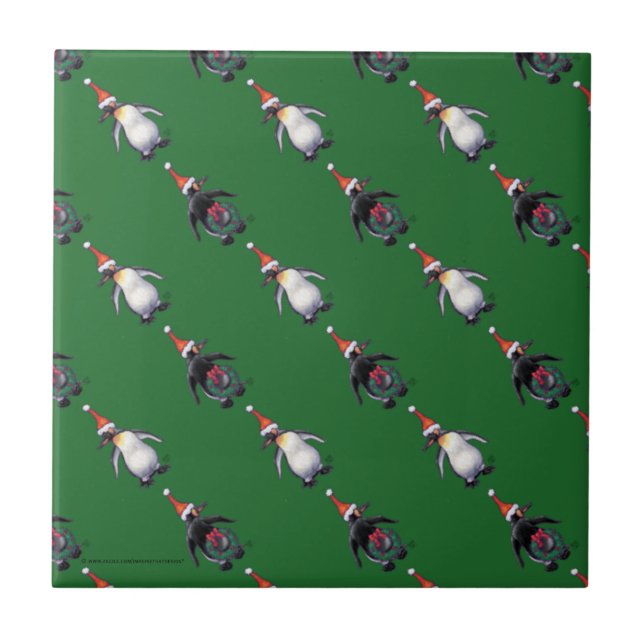 Penguin Weihnachten Fliese (Vorderseite)