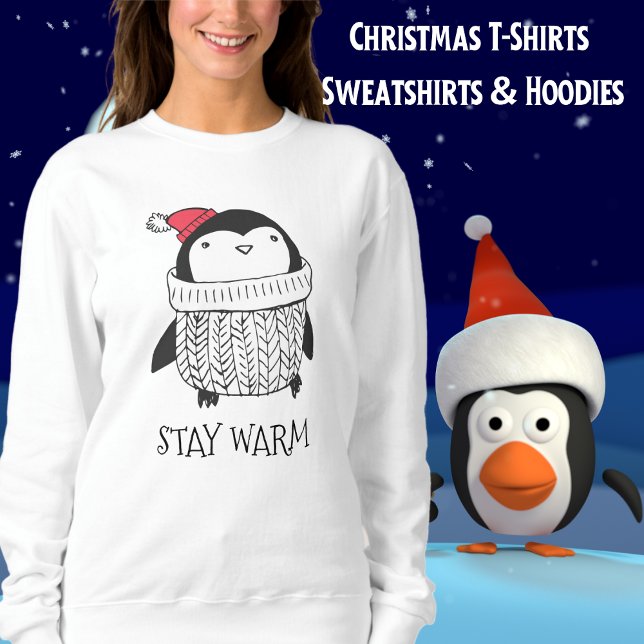 Penguin, Weihnachten, Niedlich, Ladys Sweatshirt (Penguin, Christmas, Cute, Ladies Sweatshirt)