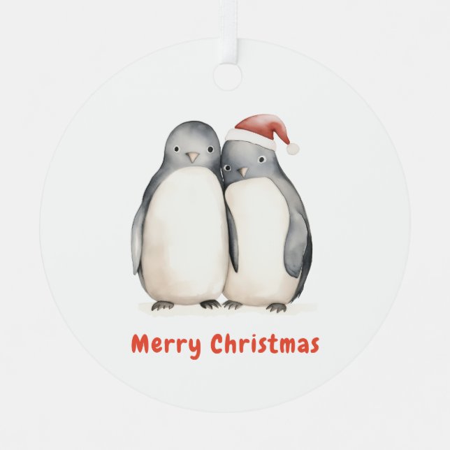 Penguin Weihnachten Ornament Aus Metall (Vorderseite)