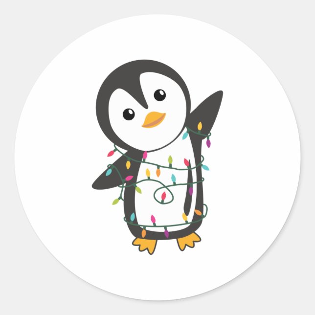 Penguin Weihnachten Schnee Winter Tiere Pinguine Runder Aufkleber (Vorderseite)