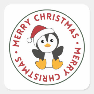 Penguin Weihnachten Schnee Winter Tiere Pinguine S Quadratischer Aufkleber