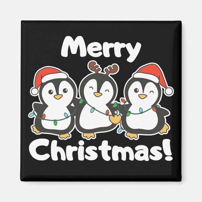 Penguin Weihnachten Tiere Niedlich Pinguine Magnet (Vorne)