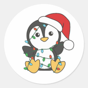 Penguin Weihnachten Winter Tiere Urlaub Penguines Runder Aufkleber