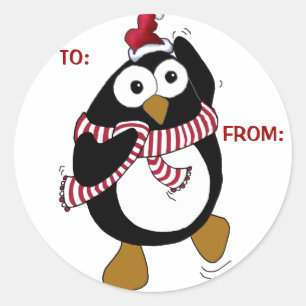 Penguin Weihnachtsaufkleber: NACH UND VON Runder Aufkleber