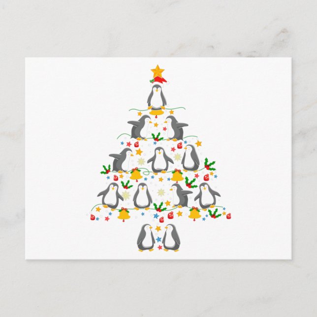 Penguin Weihnachtsbaumgeschenk, Pinguin Liebhaber Postkarte (Vorderseite)