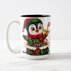 Penguin-Weihnachtsgeschenk-Gala Zweifarbige Tasse
