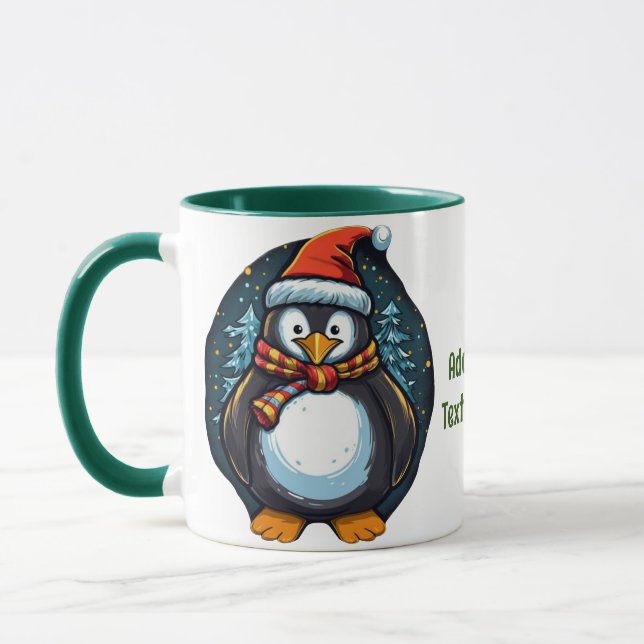 Penguin Weihnachtsmannmütze Scarf Weihnachtsfamili Tasse (Links)