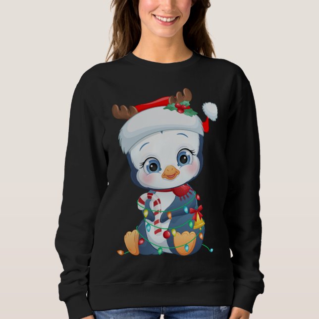 Penguin Weihnachtsmannmütze Weihnachten Pinguin Li Sweatshirt (Vorderseite)