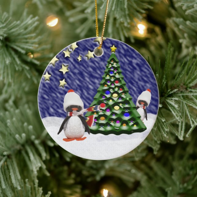 Penguin Weihnachtsparadies Keramikornament (Baum)