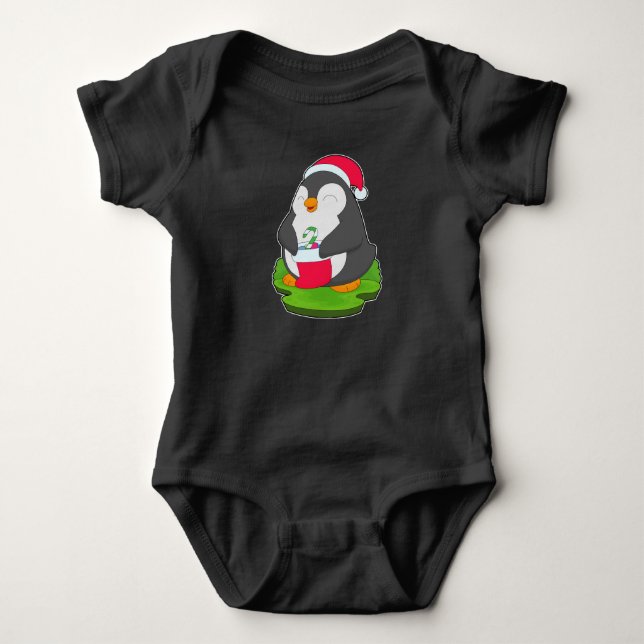 Penguin Weihnachtssocken Baby Strampler (Vorderseite)