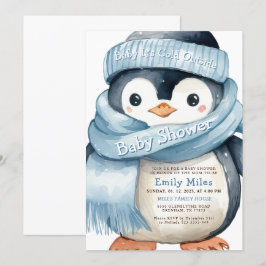 Penguin Winter Boy Babydusche Einladung