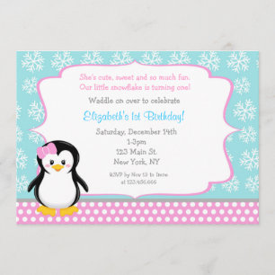Penguin Winter ONE derland Invitations d'anniversa