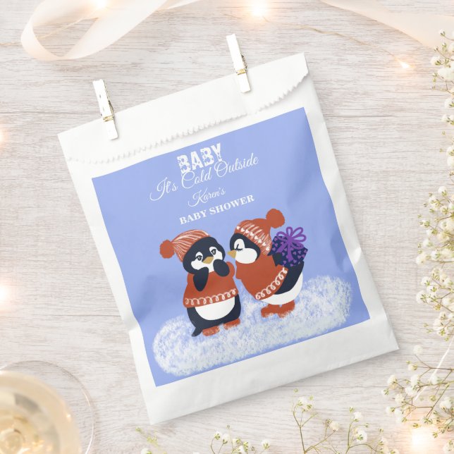 Penguin Winter Snow Birthday Baby Duft Geschenk Geschenktütchen (Ausgeschnitten)