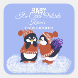 Penguin Winter Snow Birthday Baby Duft Geschenk Quadratischer Aufkleber