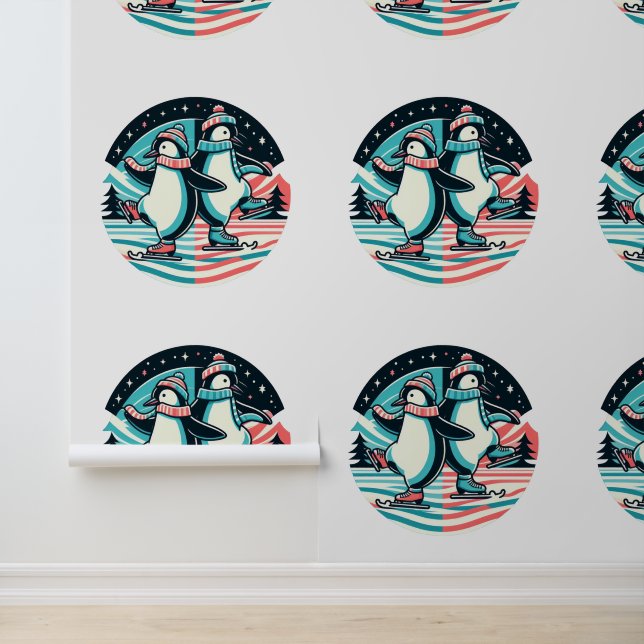 Penguin Winter Waltz Tapete (Anwendung)