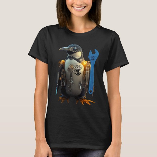 Penguin with Blue Wrench T-Shirt (Vorderseite)