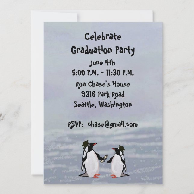 Penguins-Abschluss-Party Einladungen (Vorderseite)