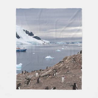 PENGUINS AM MEER FLEECEDECKE