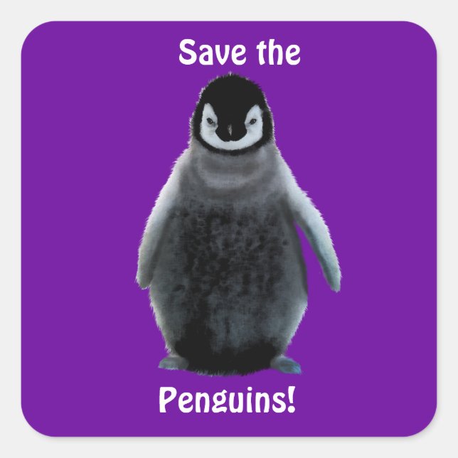 PENGUINS-Aufkleber zur Unterstützung der Tierwelt  Quadratischer Aufkleber (Vorderseite)