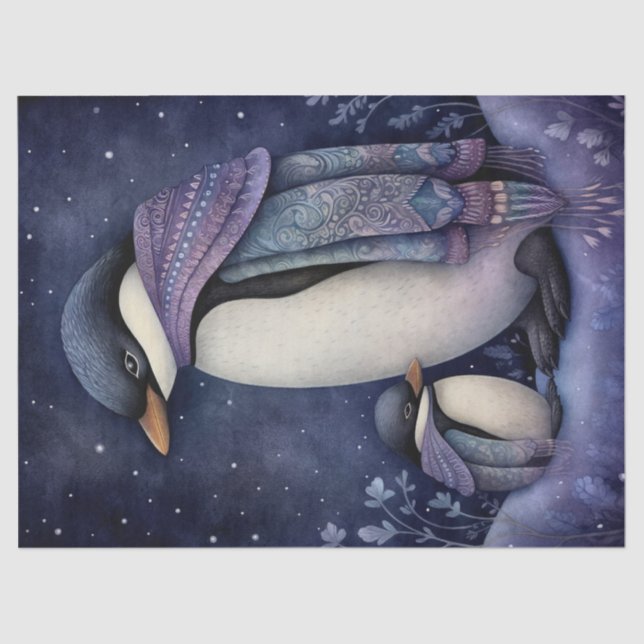 Penguins Boho Mystical Art Seidenpapier (Vorderseite)