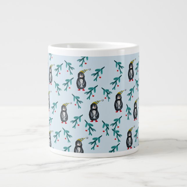 Penguins Christmas Art Jumbo-Tasse (Vorderseite)