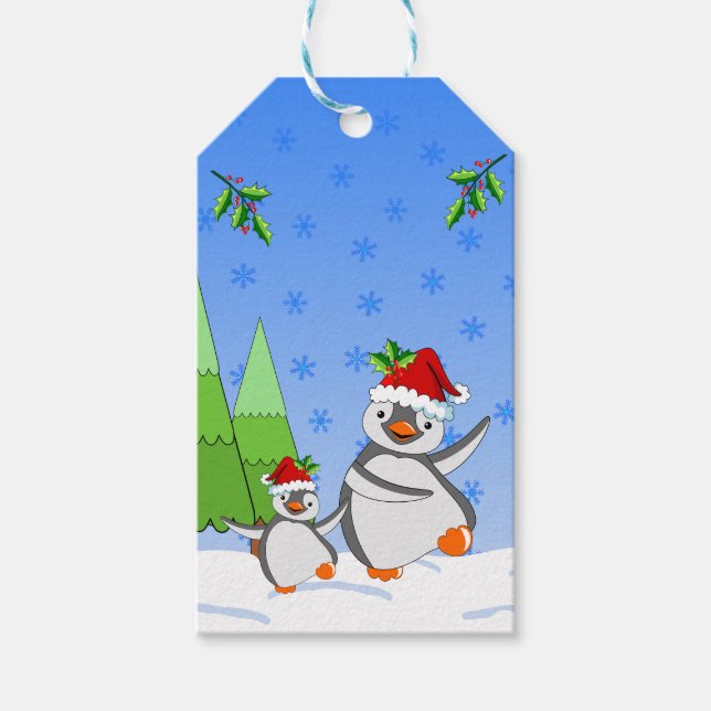 Penguins Christmas  Geschenkanhänger (Vorderseite)