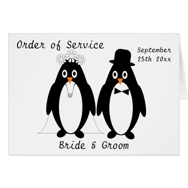 Penguins Design Mariage Ordre de service (Devant Horizontal)
