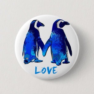 Penguins, die HandLiebe-Entwurf halten Button