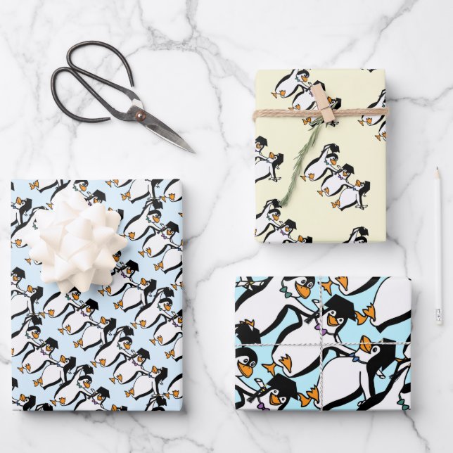 Penguins Graduation  Geschenkpapier Set (Vorderseite)
